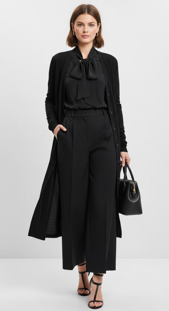 14 Stylish Ways to Wear a Long Cardigan for Any Occasion 4 All-Black Everything