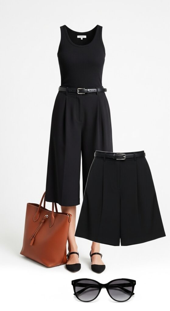 Black Tank & Wide-Leg Culottes – Effortless and Chic