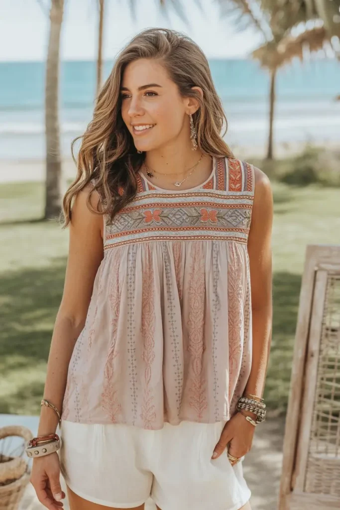 19 Cute & Trendy Summer Tops You’ll Absolutely Love 3 Boho-Chic Sleeveless Kismet Top – Ultimate Relaxation Vibes