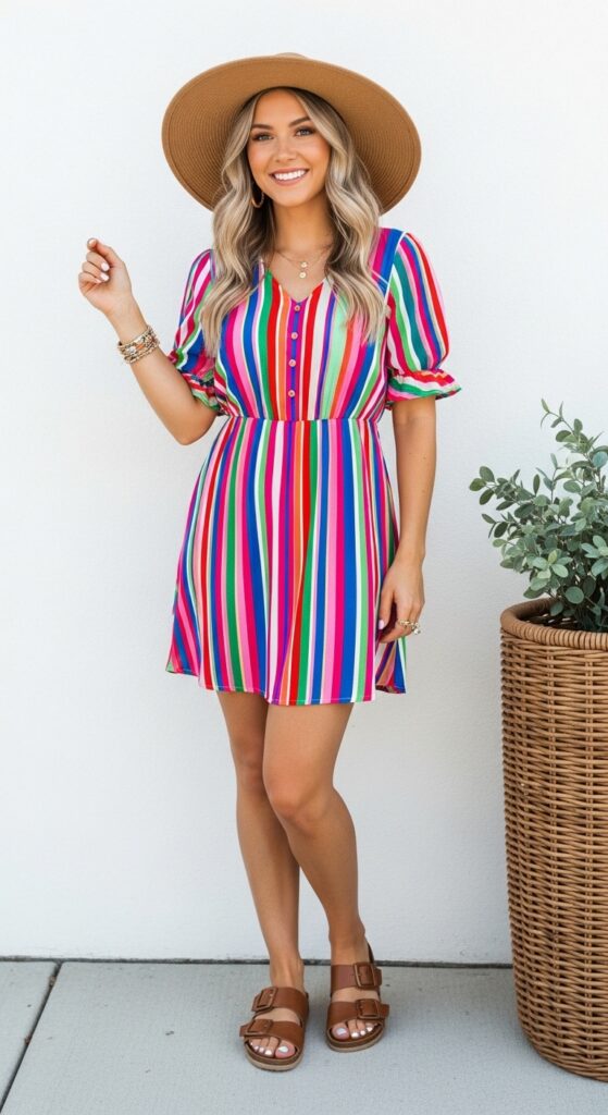 Bright Striped Mini Dress
