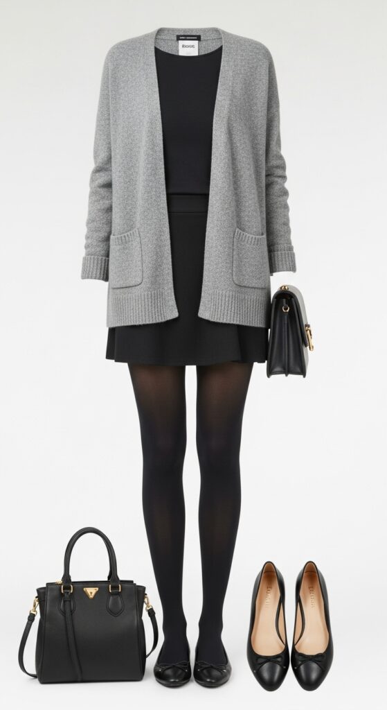 Cardigan and Mini Skirt