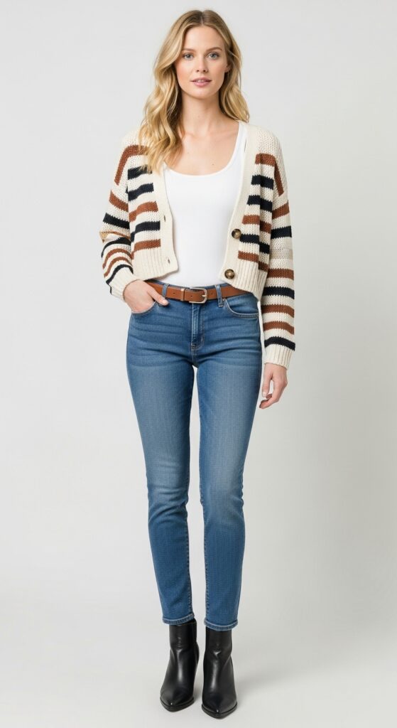 18 Chic Ways to Style a Cropped Cardigan This Season 13 Casual Stripes