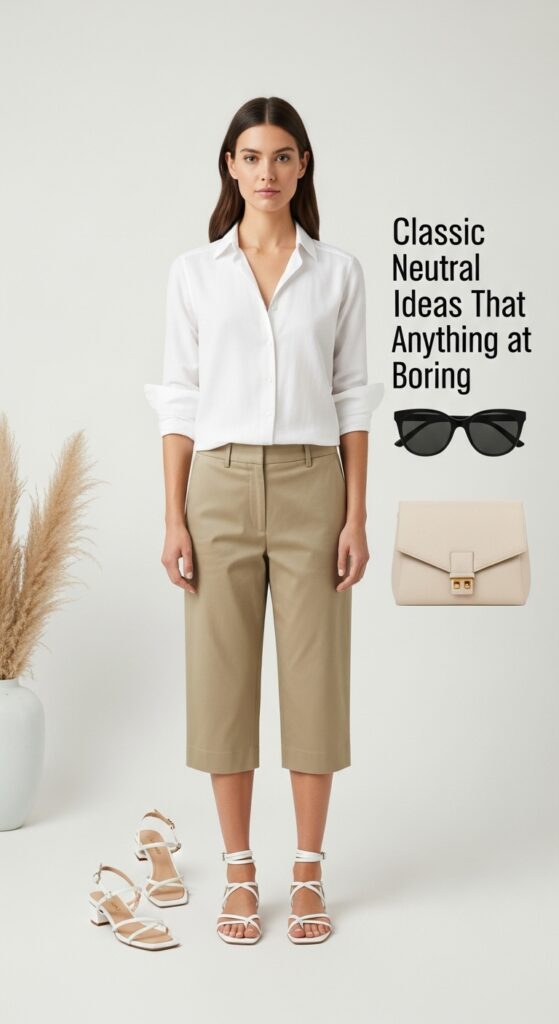 24 Neutral Outfit Ideas That Are Anything but Boring 7 Classic Neutral Summer Look