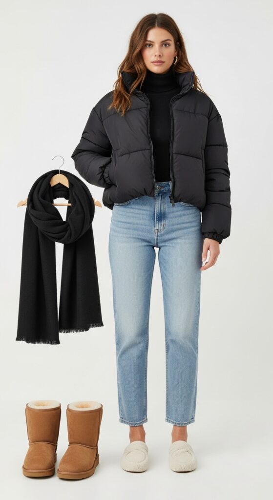 19 Cozy and Stylish Puffer Jacket Outfit Ideas for Winter 11 Cozy Casual