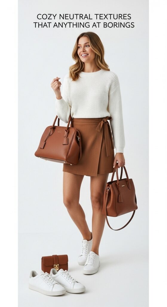 24 Neutral Outfit Ideas That Are Anything but Boring 23 Cozy Neutral Textures