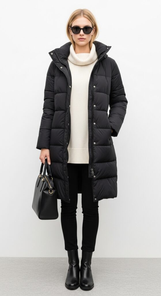 19 Cozy and Stylish Puffer Jacket Outfit Ideas for Winter 18 Cozy Turtleneck