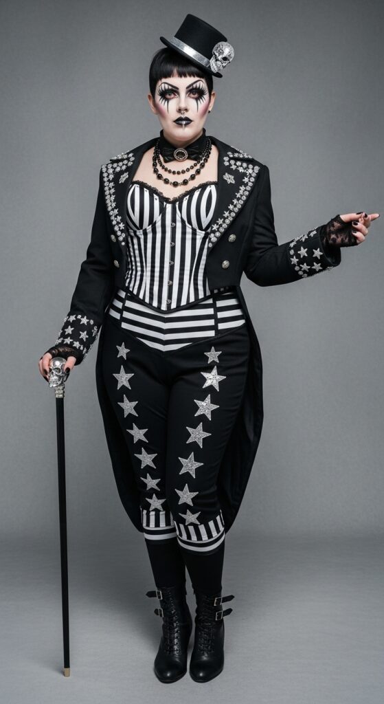 24 Winter Plus Size Goth Outfits for Every Dark Soul 19 Dark Circus Performer