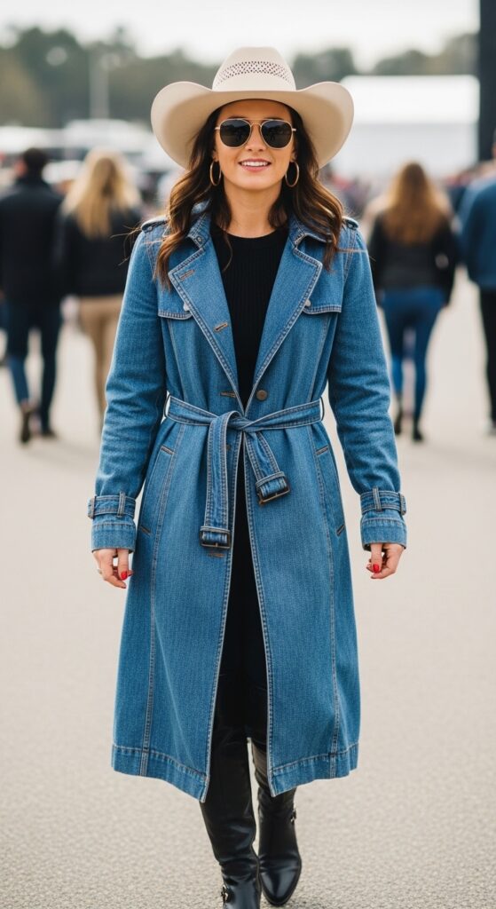 18 Winter Country Concert Outfit Ideas That Will Have You Dancing in Style 19 Denim Trench Coat