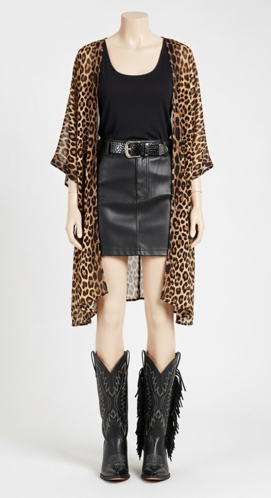 How to Wear Cowboy Boots: 22 Stylish Outfit Ideas You’ll Love 9 Edgy Leather and Leopard