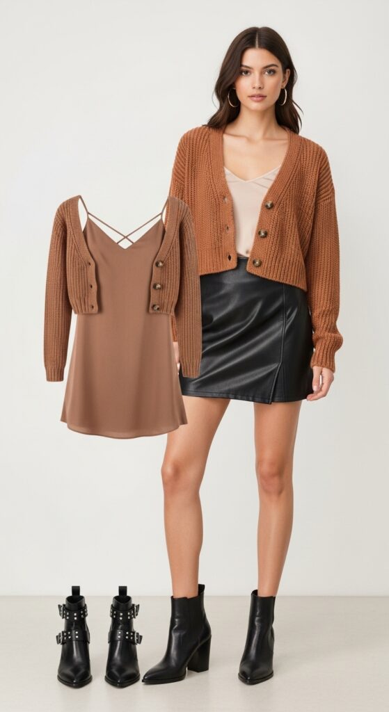 18 Chic Ways to Style a Cropped Cardigan This Season 7 Edgy Mini Skirt Ensemble