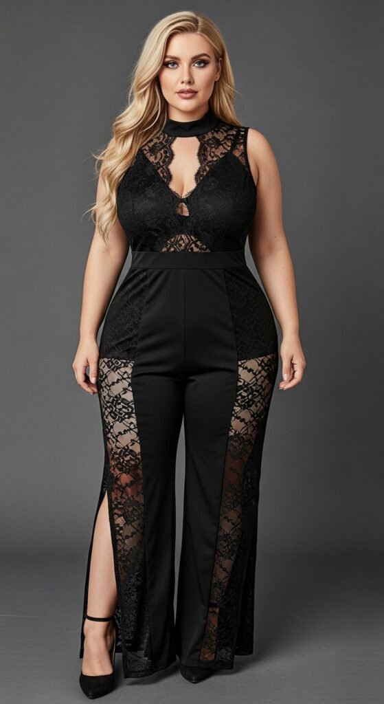 24 Winter Plus Size Goth Outfits for Every Dark Soul 2 Gothic Black Lace Jumpsuit