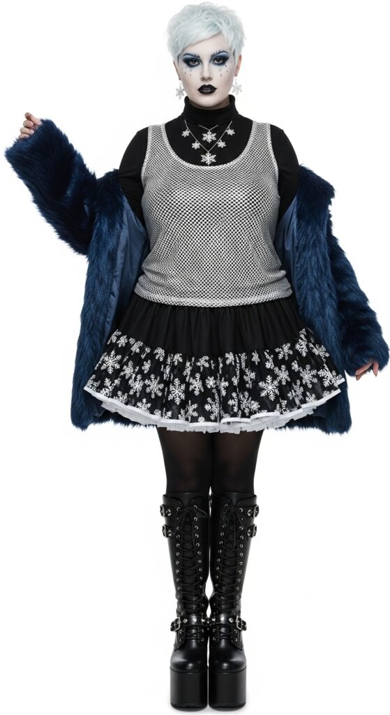 24 Winter Plus Size Goth Outfits for Every Dark Soul 10 Gothic Ice Queen
