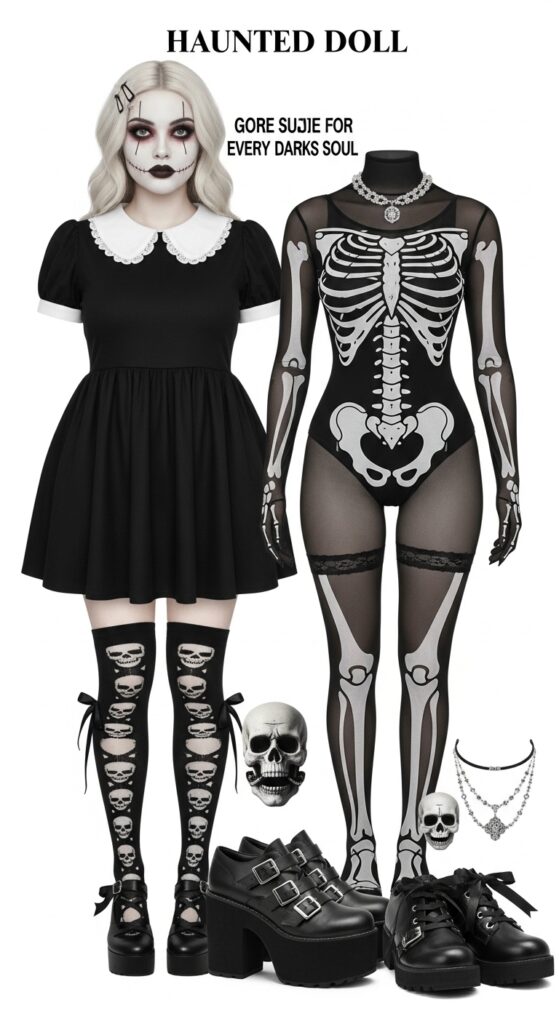 24 Winter Plus Size Goth Outfits for Every Dark Soul 13 Haunted Doll