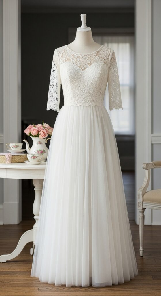 Lace Bodice Dress with Tulle Skirt