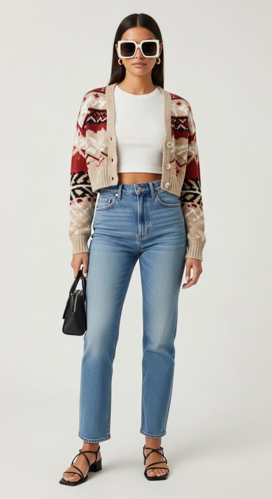 18 Chic Ways to Style a Cropped Cardigan This Season 4 Layered Crop Top Look