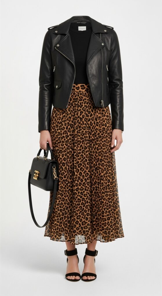 14 Stylish Brown Skirt Outfit Ideas You’ll Love 7 Leopard Print Maxi Skirt