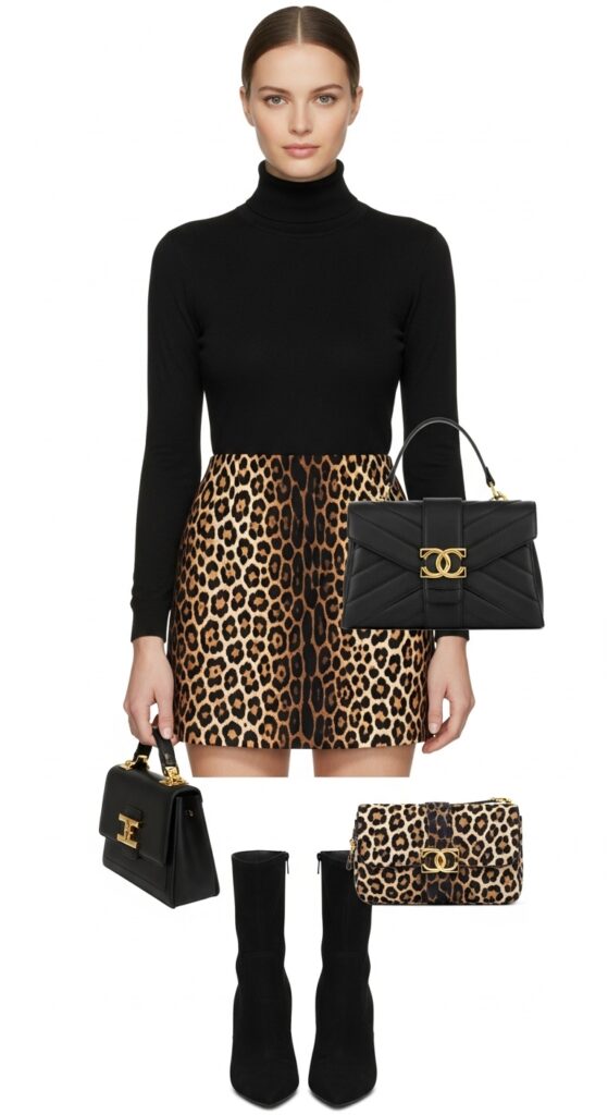 22 Chic Turtleneck Outfits to Elevate Your Style This Season 16 Leopard Print Mini Skirt