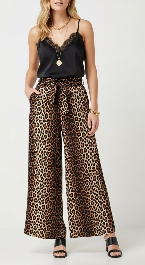 Leopard Print Wide-Leg Pants