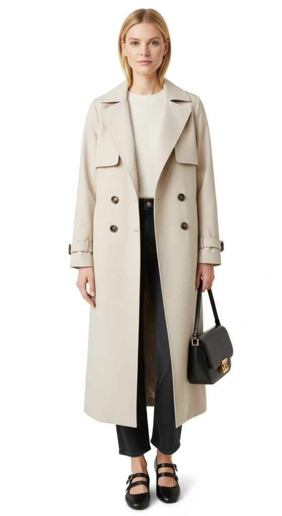 Light-Colored Ultra-Maxi Trench Coat Outfit