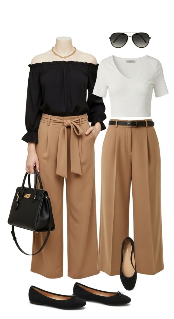 Off-Shoulder Top and Wide-Leg Pants
