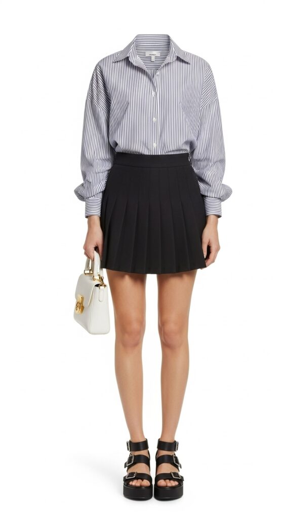 Preppy Striped Shirt & Skirt