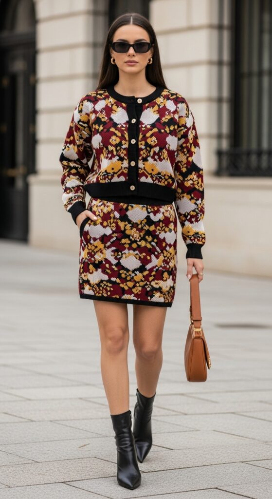 Printed Cardigan Set