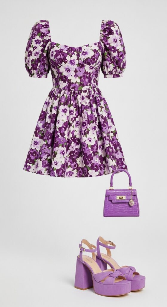Purple Floral Mini Dress