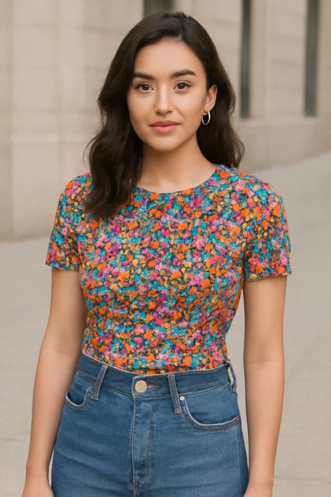 19 Cute & Trendy Summer Tops You’ll Absolutely Love 10 Round Neckline Top with Colorful Prints – A Little Fun for Your Summer Wardrobe