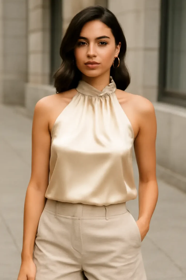 Satin Tie-Halter Top – Elegant Glamour