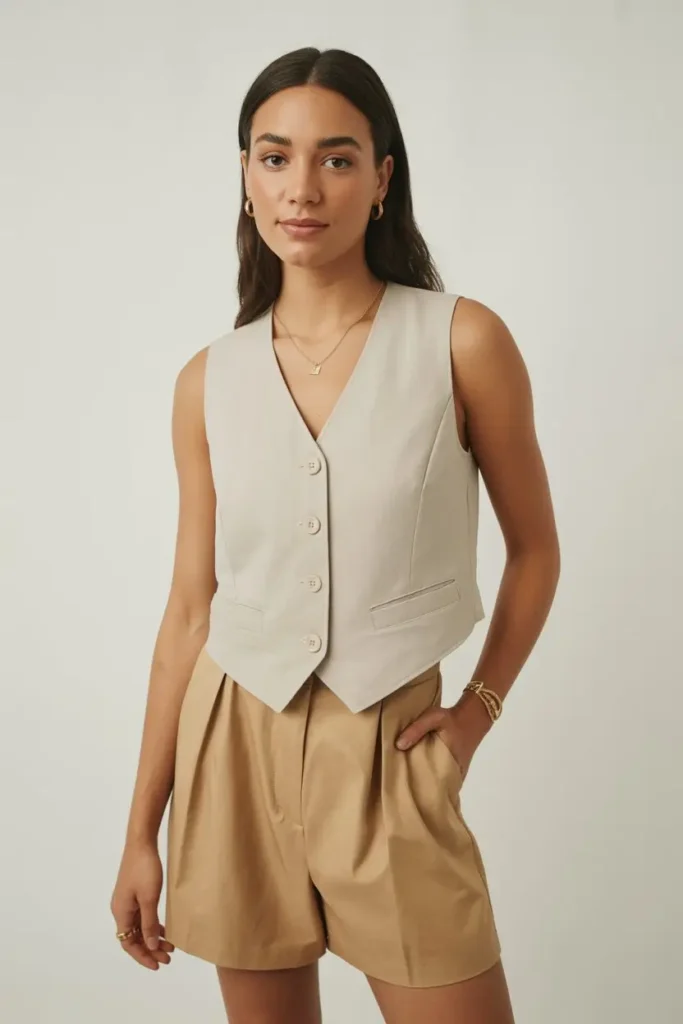 19 Cute & Trendy Summer Tops You’ll Absolutely Love 2 Sleeveless Button-Up Vest Top – Effortlessly Stylish