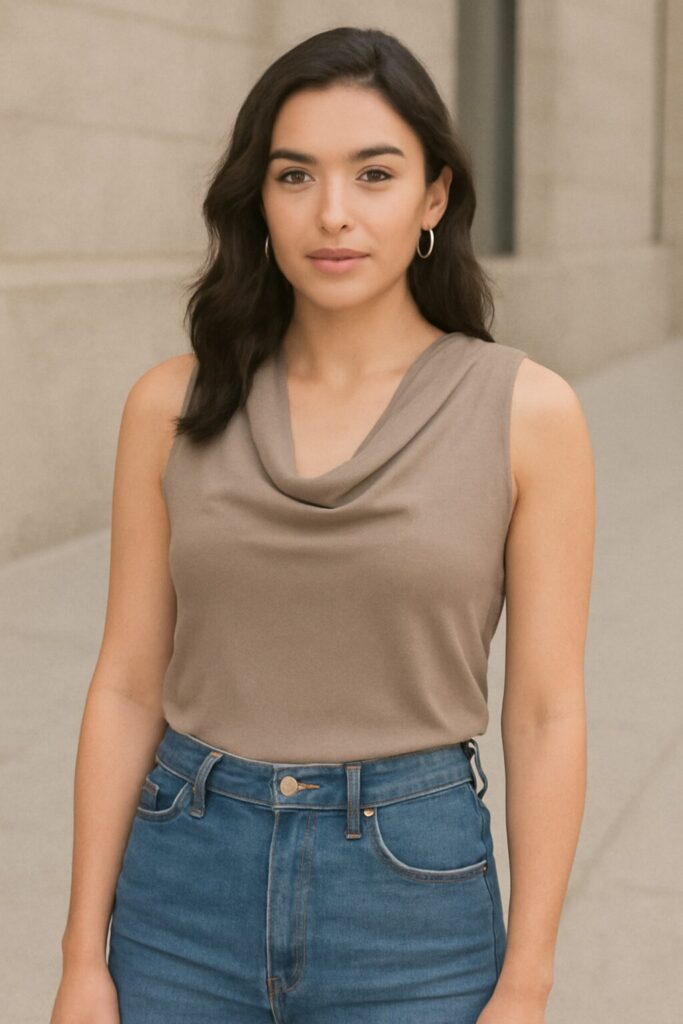 19 Cute & Trendy Summer Tops You’ll Absolutely Love 19 Sleeveless Cowl Neck Top – Elegant Yet Relaxed