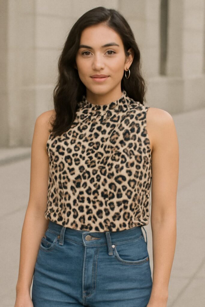 19 Cute & Trendy Summer Tops You’ll Absolutely Love 13 Sleeveless Leopard Print Blouse – Fierce & Fun
