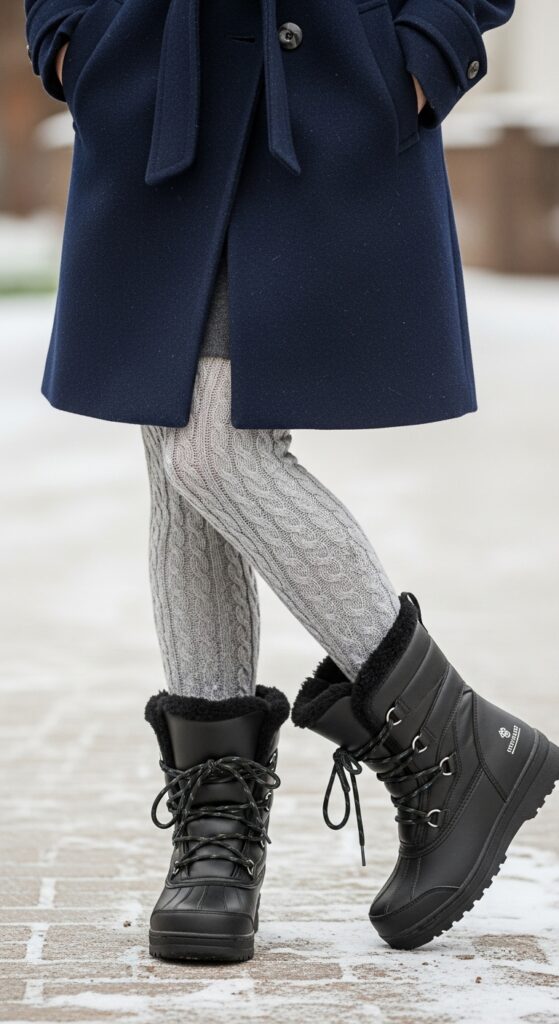 19 Best Shoes That Pair Perfectly with Tights 13 Snow Boots