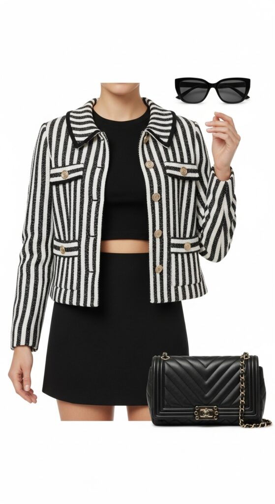 Striped Jacket and Mini Skirt