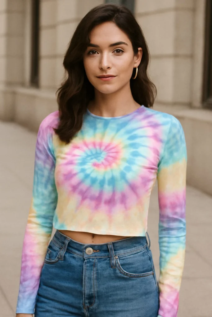 19 Cute & Trendy Summer Tops You’ll Absolutely Love 6 Tie-Dye Long-Sleeve Crop Top – Cool & Fun
