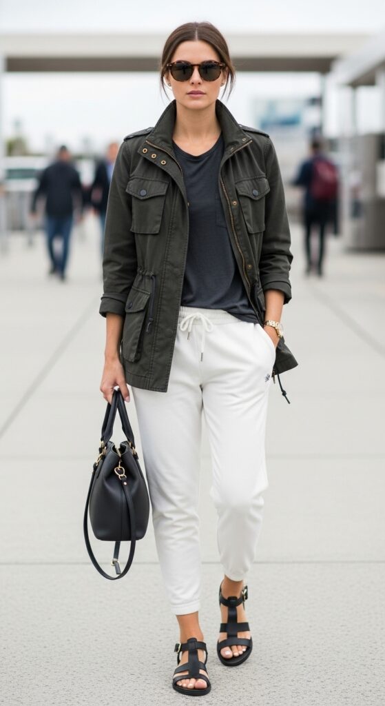 25 Stylish Airport Outfit Ideas for Comfort and Fashion 24 Utility Chic