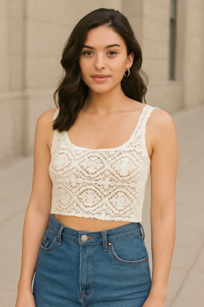 19 Cute & Trendy Summer Tops You’ll Absolutely Love 18 White Crochet Crop Top – Vintage & Modern Fusion