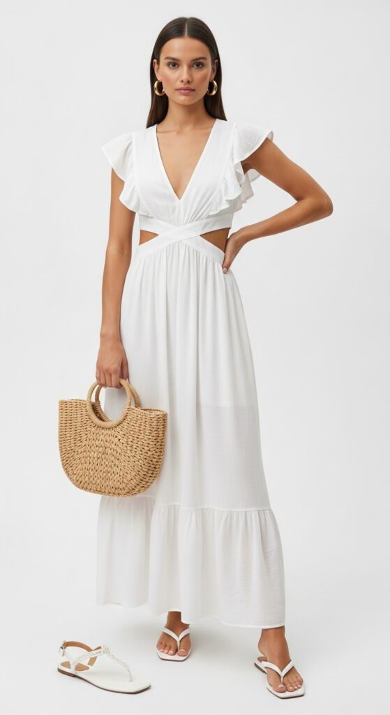 White Cutout Maxi Dress