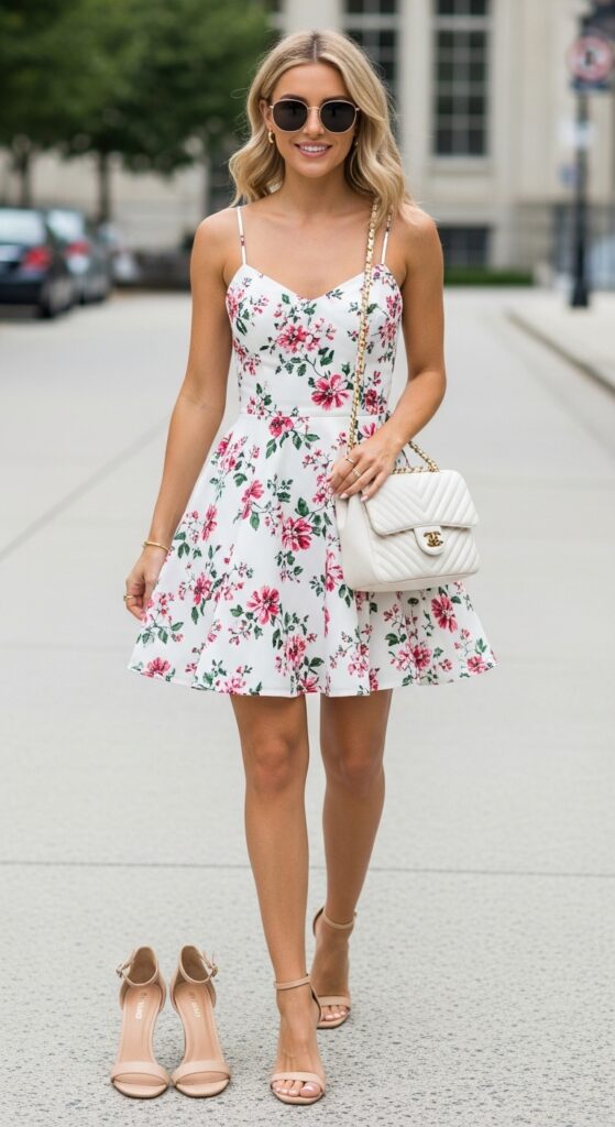 White Floral Mini Dress
