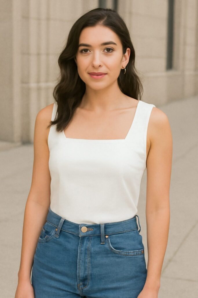19 Cute & Trendy Summer Tops You’ll Absolutely Love 16 White Sleeveless Square Neck Top – Effortlessly Elegant