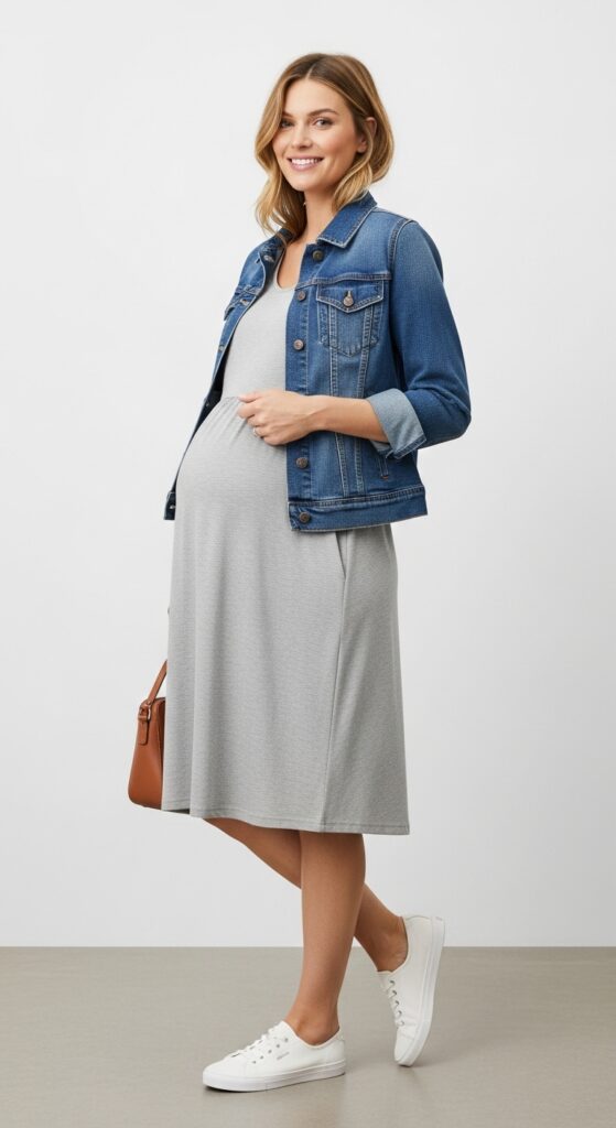 A-Line Dress and Denim Jacket