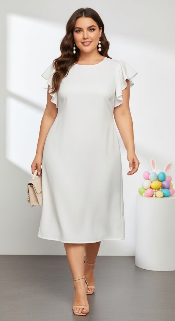 12 Chic Plus-Size Easter Outfits That Will Have You Feeling Fabulous 5 A-Line Dress with Ruffle Sleeves Playful and Stylish