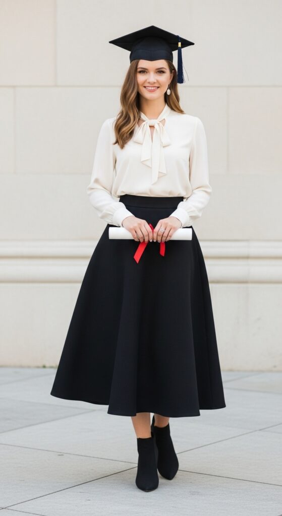 14 Graduation Outfit Ideas to Make Your Day Extra Special 7 A-Line Skirt and Blouse Combo