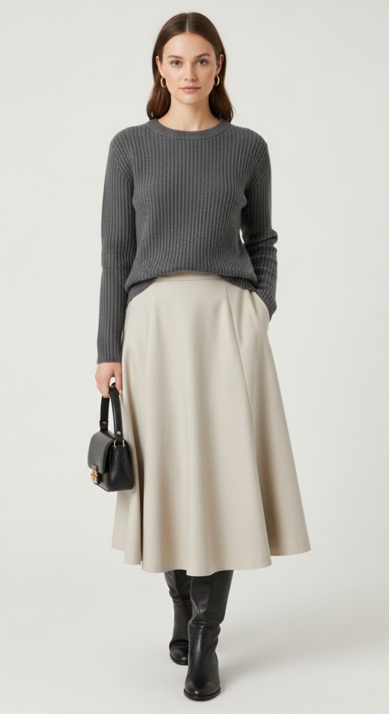 A-Line Skirt and Fitted Sweater
