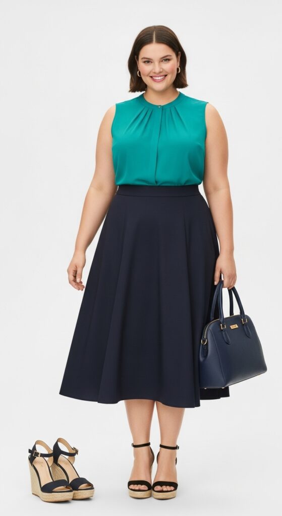 A-Line Skirt and Sleeveless Blouse
