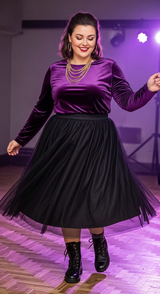 Amethyst Velvet Top and Skirt for Dance Floor Energy