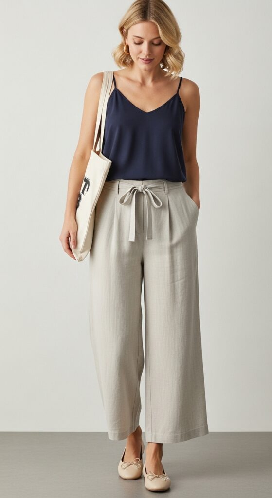 12 Perfect Footwear Styles to Pair with Wide-Leg Pants 8 Ballet Flats with Linen Wide-Leg Pants