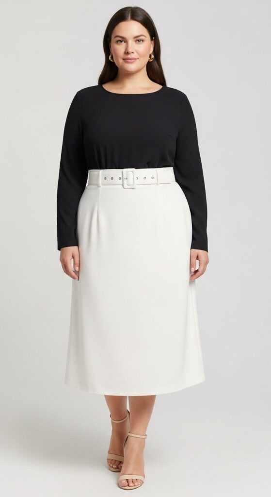Belted Midi Skirt & Fitted Top