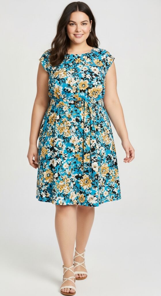 12 Plus-Size Summer Outfits That Flatter Your Curves and Tummy 11 Belted Shift Dress Defined Waist and Relaxed Fit