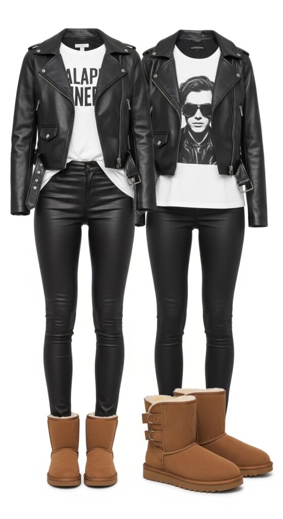 Biker-Inspired UGG Boots + Leather Pants